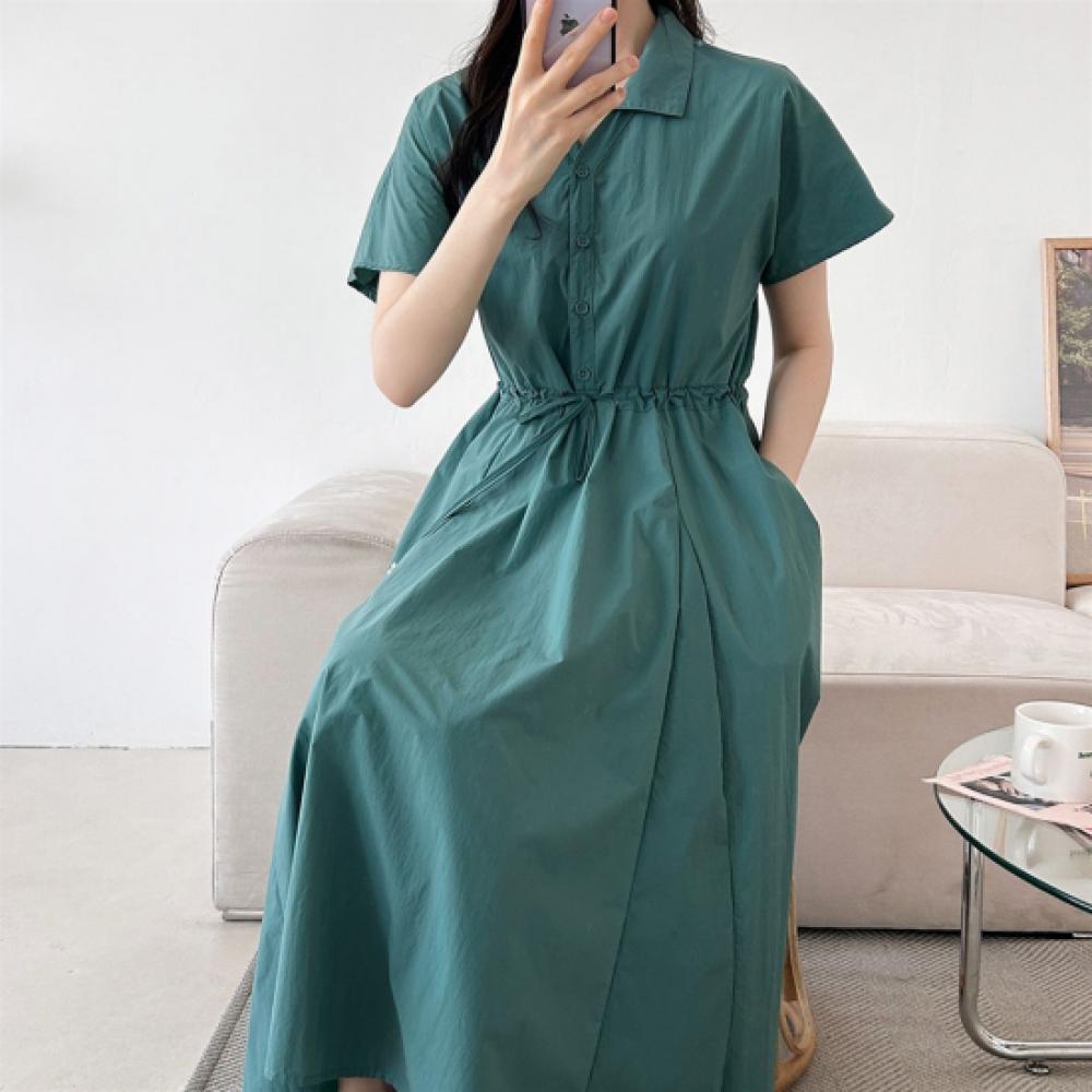 New Arrivals Open Run Women Smock Collar Long Dress