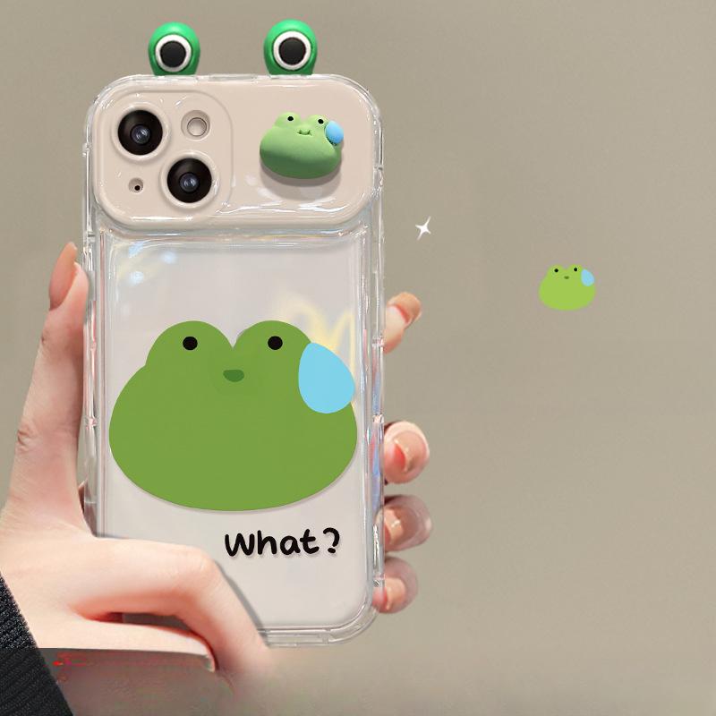 Applicable To Apple 15promax Mobile Phone Case IPhone 14/13 Frog Doll Pendant Xr/xs Flip Mirror 12