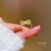 Simple Design Bowknot Shaped Gold Color Adjustable Ring For Women All Match Personality Sweet Crystal Open Rings Wedding Jewelry