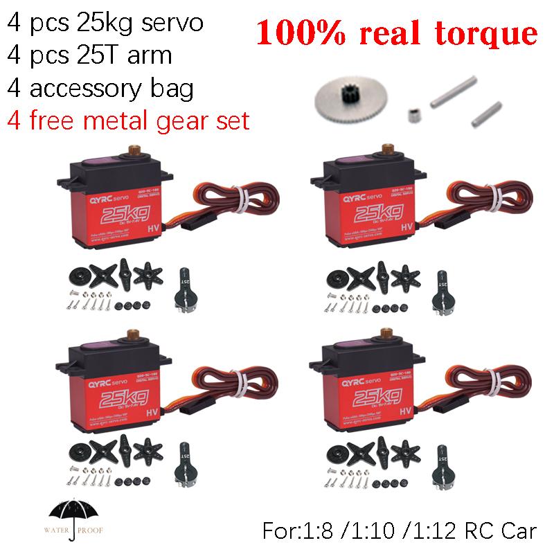 4Pcs Waterproof 20kg 25kg 30kg 35kg 40kg digital servo metal gear 180° high speed 25T arm for 1/8 1/10 RC baja crawler Cars boat