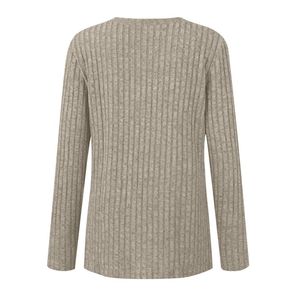Women's Fashion Casual Slim Solid Color Long Sleeve V-Neck Top
