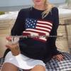 Women's Long Sleeve Retro Flag Knit Sweater - European & American Style