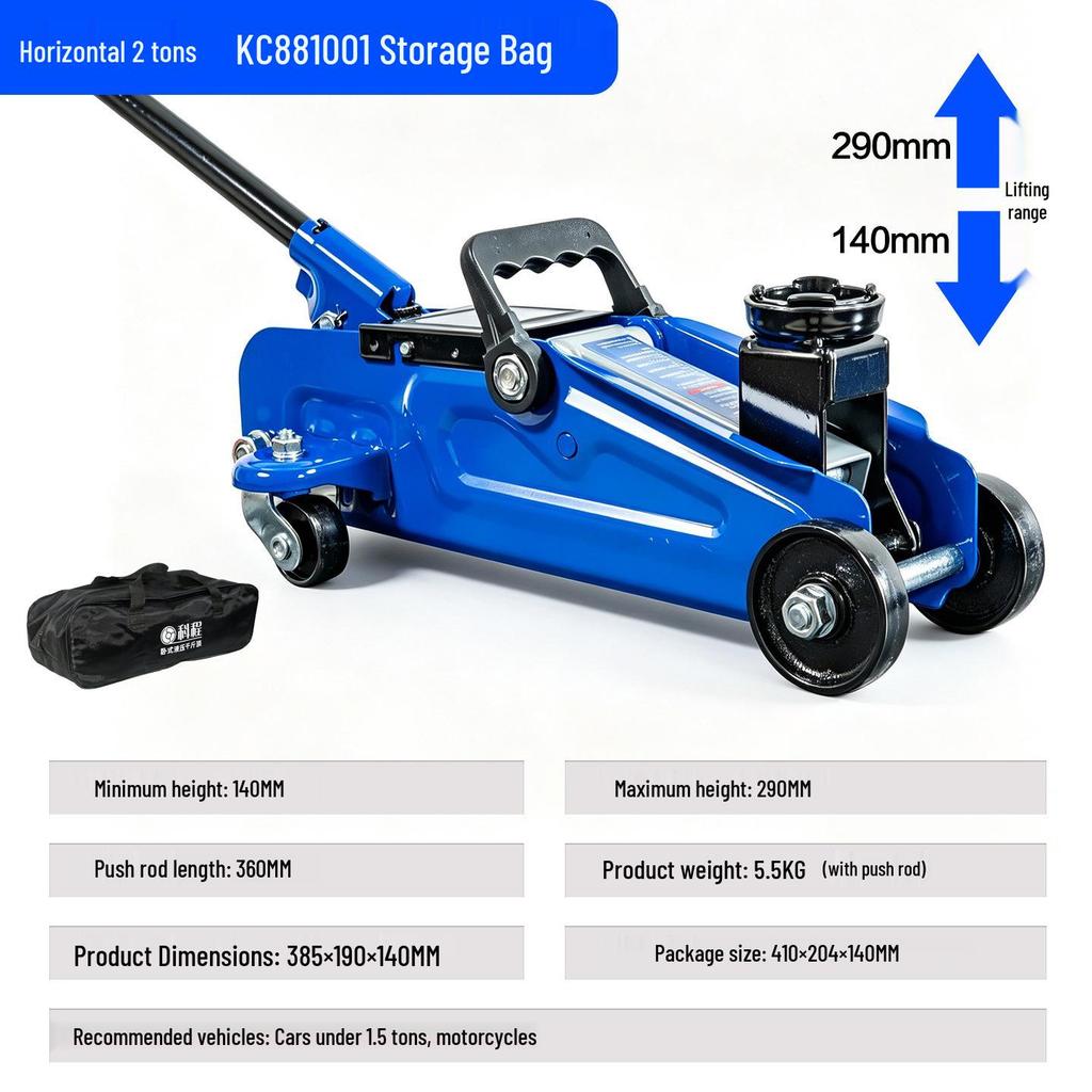 2-Ton Horizontal Hydraulic Car Jack for SUVs – 3T Tire Change Tool