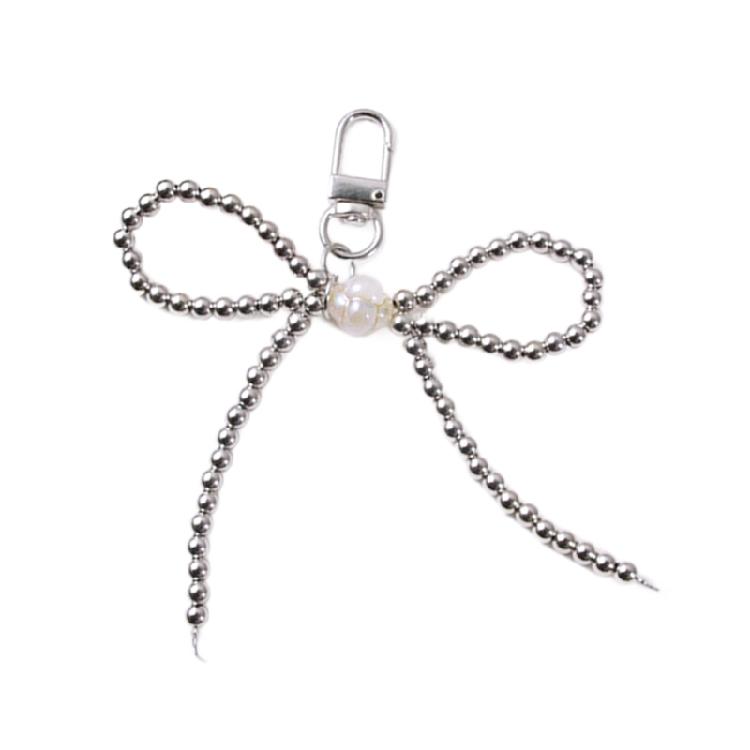 

Fashion Beaded Bowknot Keychain Hanging Decorations Keyring Ornament срібний