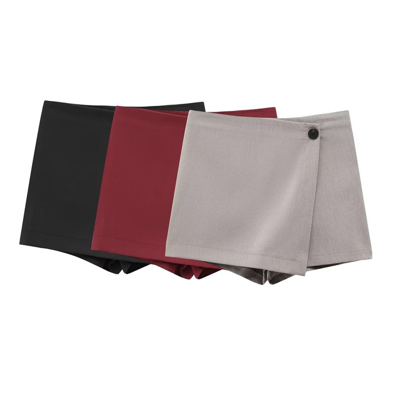 Kaslead New Arrival Women's Clothing Fashion Style Fashion Minimalist Pure Color Wrap Short Pantskirt 1264050