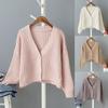 Women Casual Fashion Knitting V-Neck Tops Long Sleeve Warm Lazy Wind Sweater