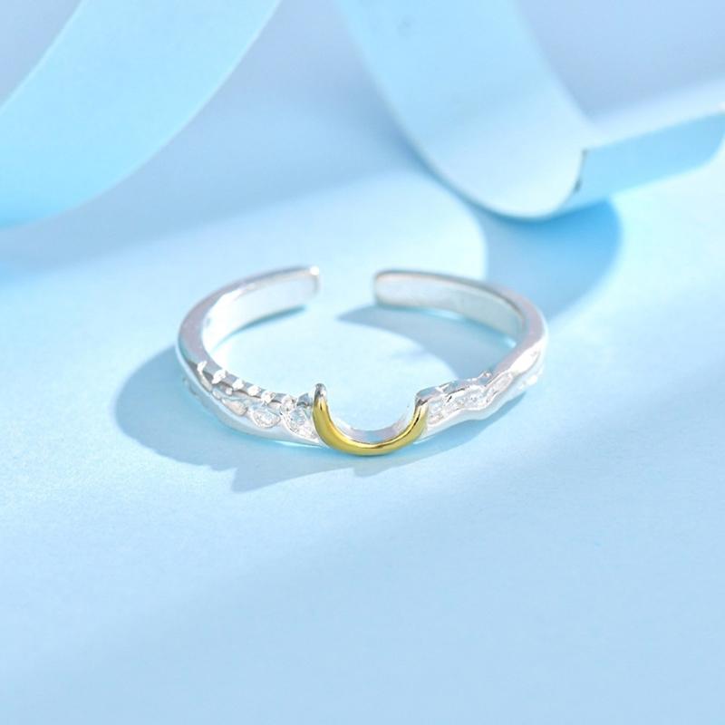Delicate Love Sun Moon Matching Rings Stainless Steel Sun Moon Rings for Couples Simple Elegant Love Rings Jewelry