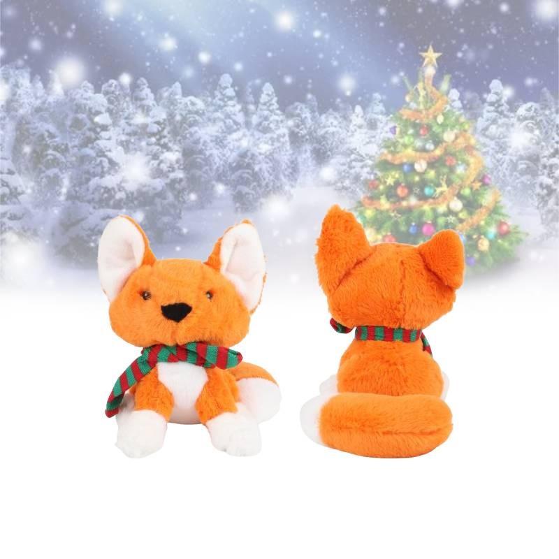 Christmas Scarf Fox Plush Toy Girl Children Birthday Holiday Gift Decorated Doll