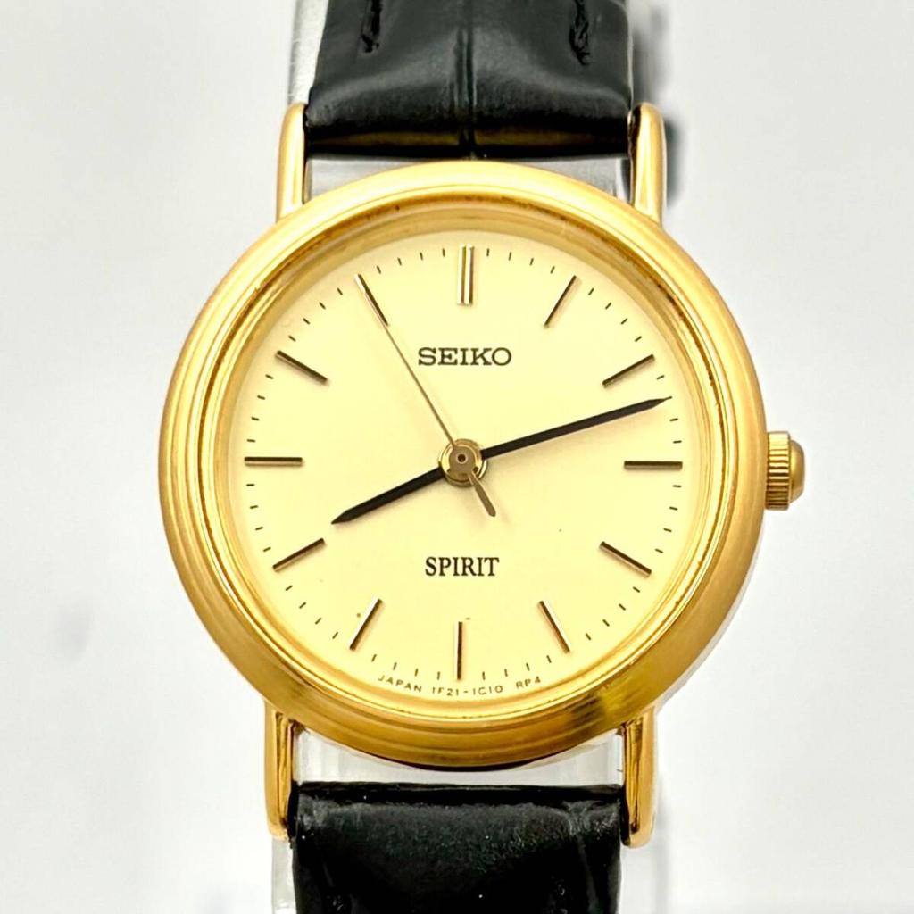 SEIKO Spirit Ladies Watch Gold 730007 New Strap [Excellent Condition/ New Battery] 1F21-0H70