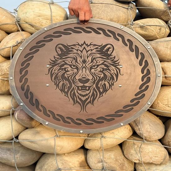 60.96 Cm Wolf Battleworn Wooden Shield Medieval Viking Warrior Shield Wall Decor Shield Best Gift for Decoration