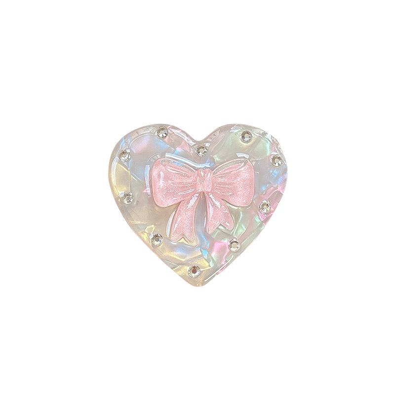 Colorful Heart Rhinestone Bow Phone Holder - Foldable Magnetic Airbag Stand