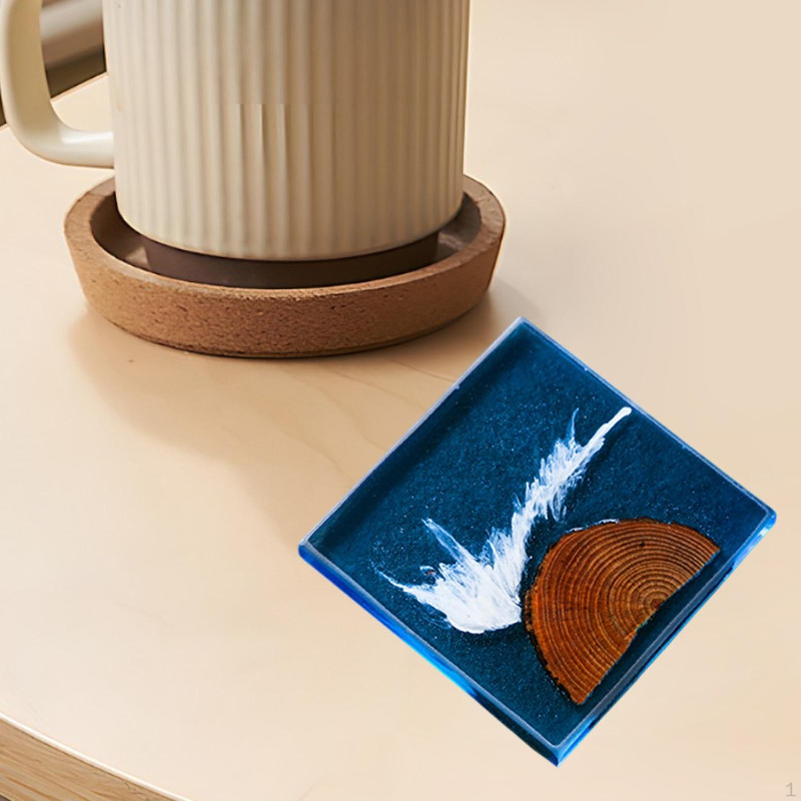 

6 шт. Эпоксидные подставки деревянные водонепроницаемые абсорбирующие для отеля Square