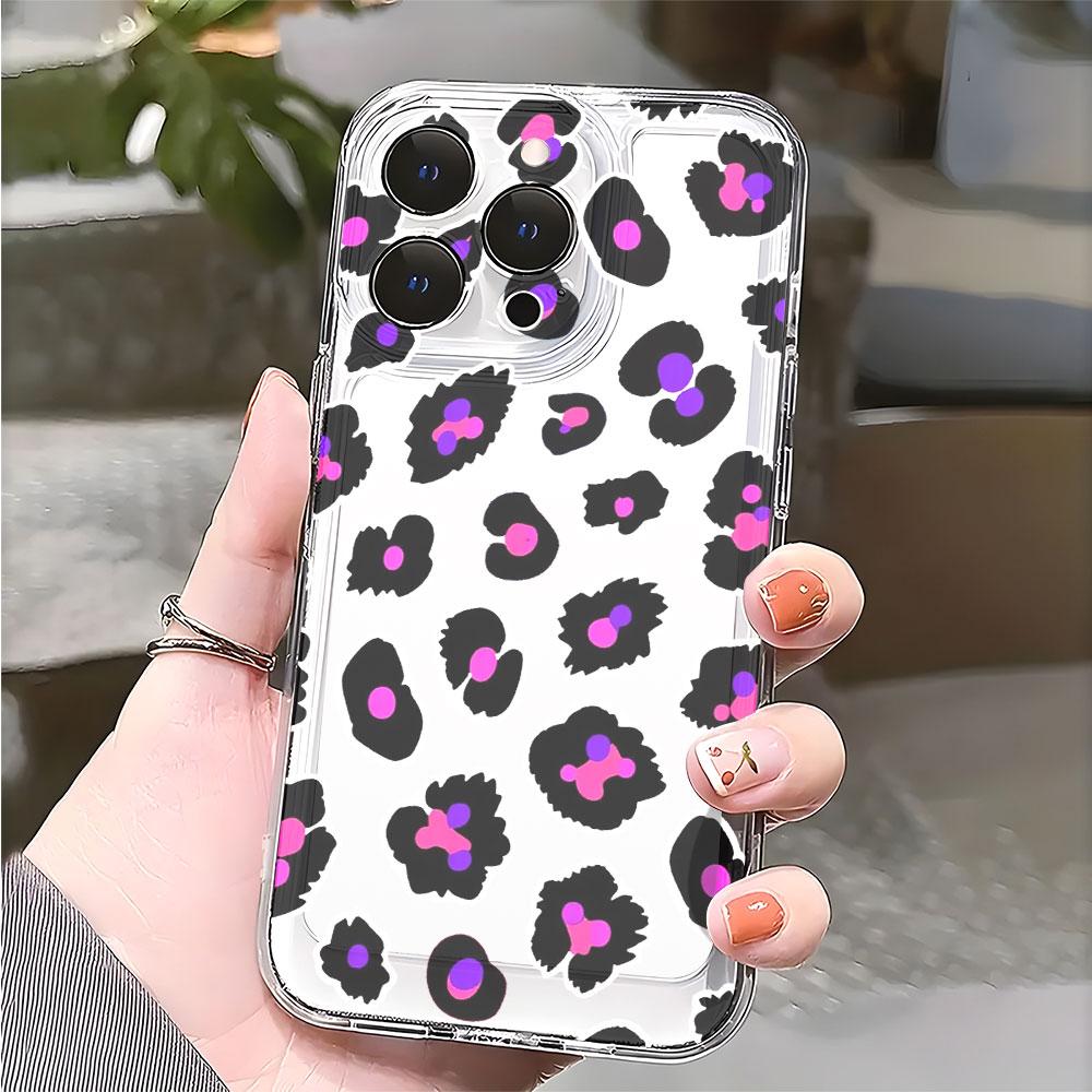 Pink Purple Leopard Print Phone Case for Xiaomi Redmi Note 15 14 13 12 11 10 9 8 7 Pro Plus Soft Shockproof Protective Cover