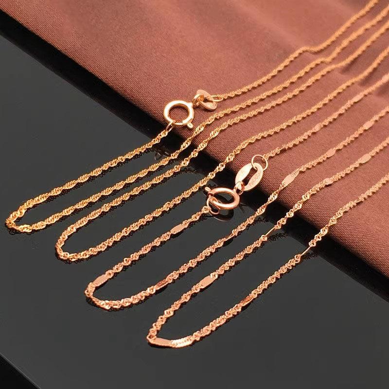 Exquisite Pure Russian Purple Gold Color Gold Plated Rose Gold New Water Ripple Sequined Neck Chain Ethnic Style Collarbone Chain