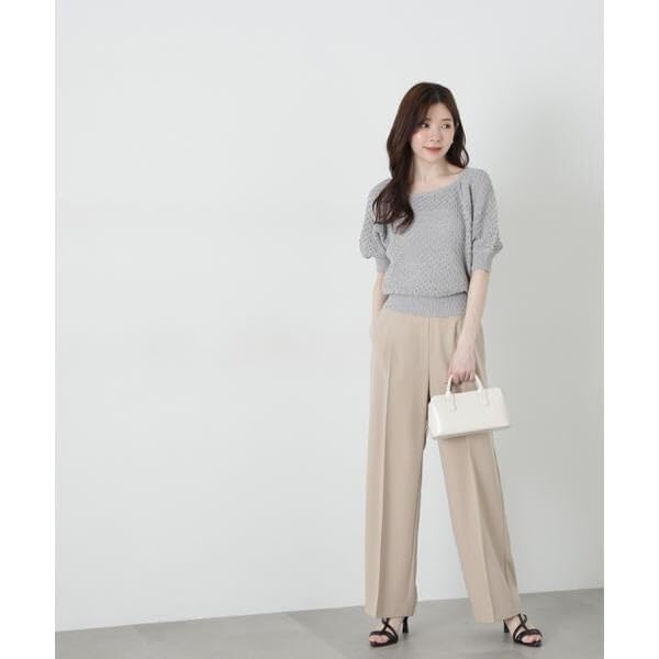 Proportion Body Dressing Openwork Knit Gray Women's Lamé Sweater,