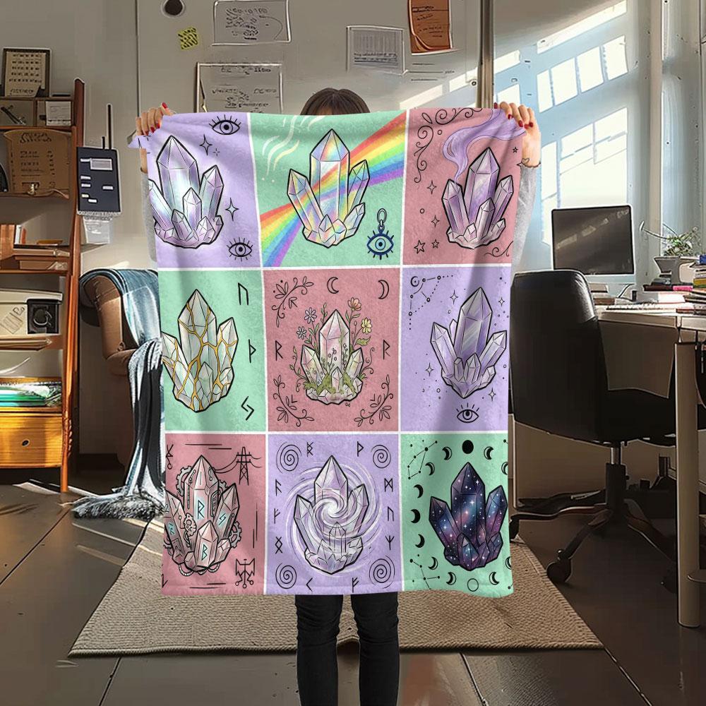 1PC Crystal Fantasy New Patterned Flannel Blanket High quality All Seasons for Home Decor Warmth and Comfort Gifts Birthday Present
