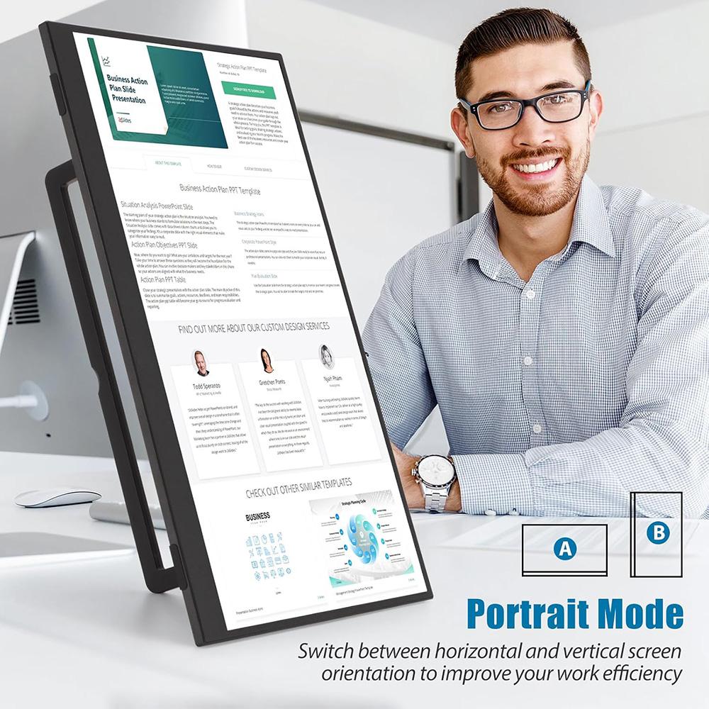 13.5/15.6/16-Inch Portable Monitor IPS Panel USB-C 1080P FHD 60Hz Compatible Travelling Display for PC Laptop Xbox Switch