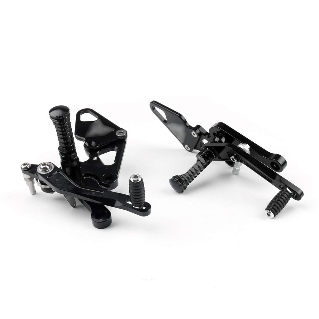 Bruce Shark Rearset Kit for Yamaha CNC Adjustable Rear Set Footpegs Pedals Black & MT-07 FZ-07 2014-2020 - -