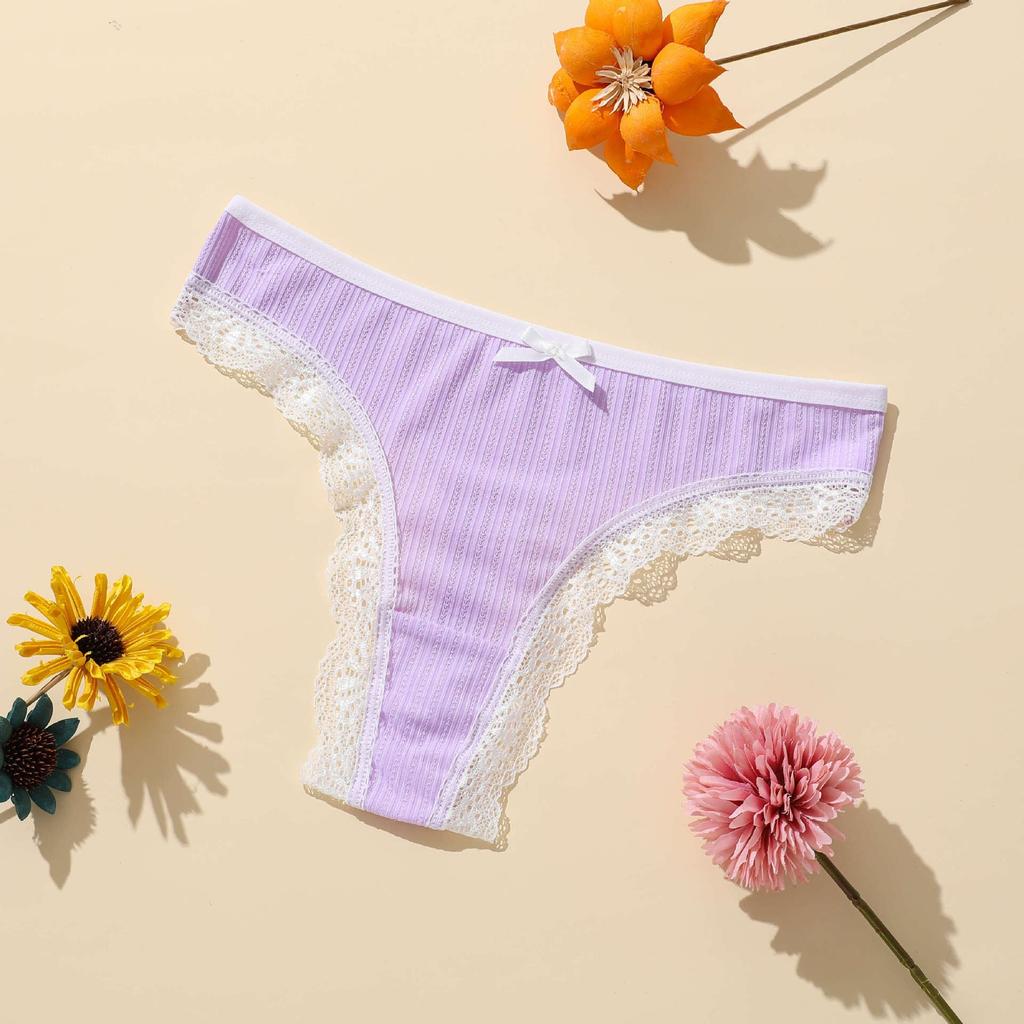 7pcs Women's Spring and Summer New Lace Breathable Double Grade Low Waist Thong Underwear