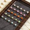 Bright Round Station Bead Layout 18K PVD Gold Plated Natural Stone Bead Station Bracelet Minimalist Wire Wrapped Rosary Chain