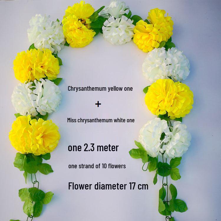 Qingming-Fest Chrysanthemenstrauß: 7-Kopf Seidenblumen Friedhofsgesteck für die Grabpflege