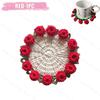 Handmade Crochet Rose Flower Valentine's Day Coaster Heat Resistant Kitchen Table Mat Romantic Home Decor Gift for Wedding Anniv