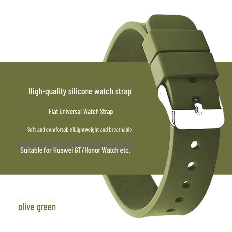 Waterproof Sport Silicone Strap for Huawei GT3/4, Garmin, Samsung Smartwatches (22mm)