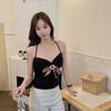 #Autumn New Sweet Polished Bow Decorative Thermal Vest Slim and Thin Women's Fixed Belt Chest Pad