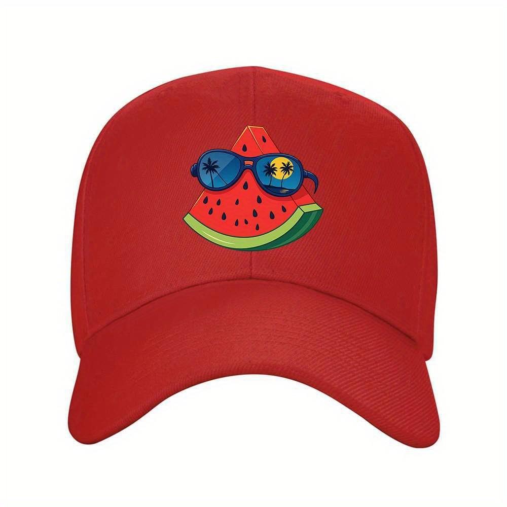 Watermelon And Glasses Summer Vibe Baseball Cap Adjustable Travel Hat One Size