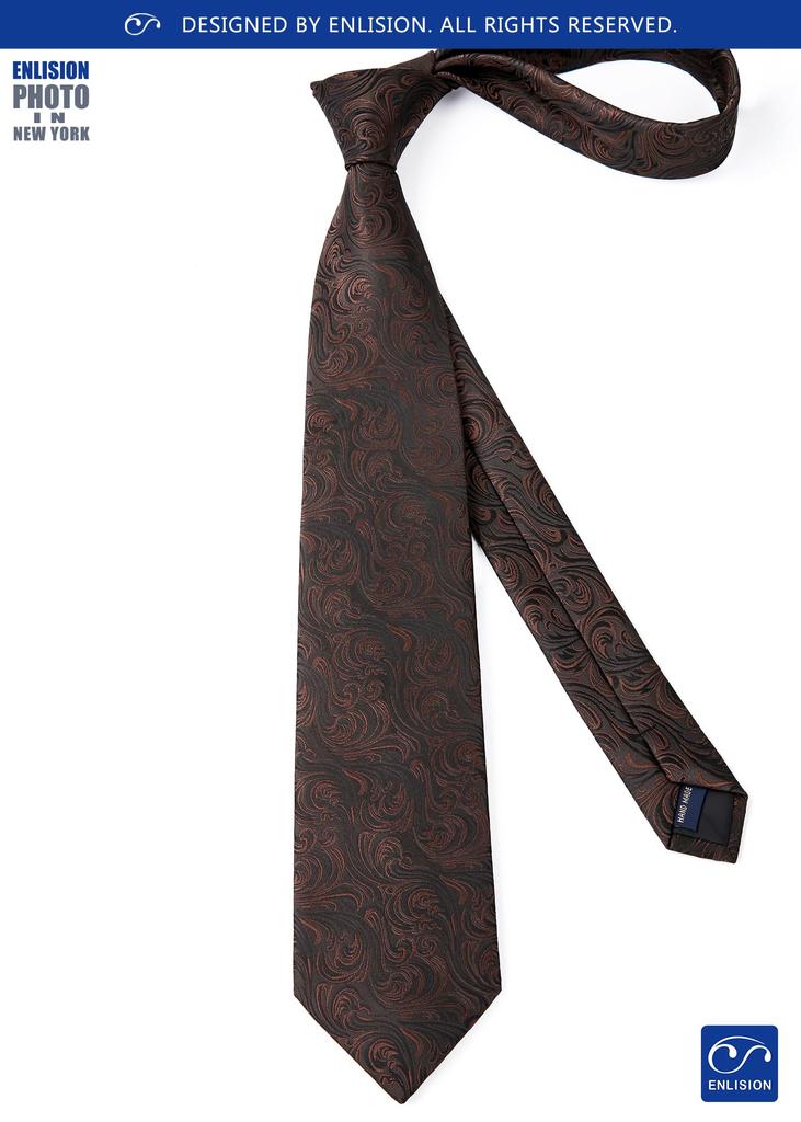 Paisley Black Blue Stylish Floral Pattern Wedding Silk Brand Chief Set Job Hunting Entrance Ceremonies Ceremonies Luxury [Enlision] Men's 8.5cm 20's