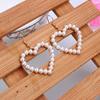 Love Heart Statement Earrings Alloy Faux Pearl Dangle Chain Hook Ear Drop Jewelry Gift for Women