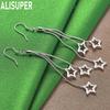 925 Sterling Silver Three Snake Chain Star Shaped Perforated Earrings Fashion Charm Wedding Jewelry