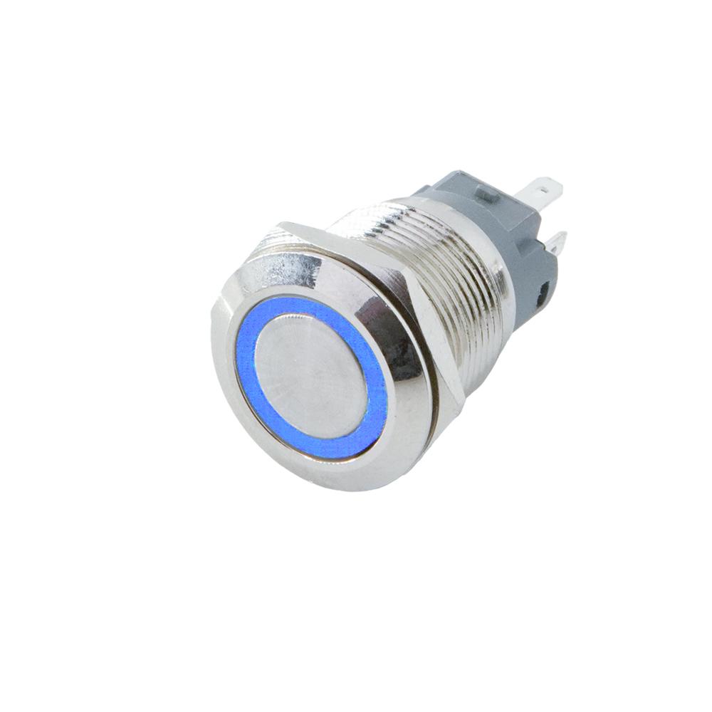 12mm 16mm 19mm 22mm metal push button on off switch self reset power lock LED light Waterproof Flat circular button 3-220v ip65