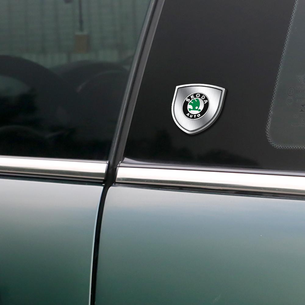 Car Styling 3D Meta Auto Door Shield Emblem Car Body Badge Sticker for Skoda Octavia MK2 MK1 2 3 A5 A7 A8 Fabia Karoq Superb Rapid Kamiq