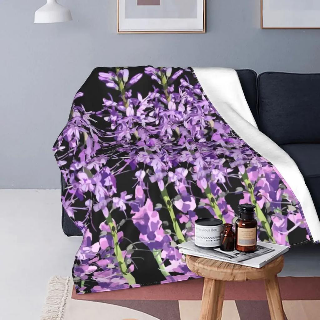 Schöne lavendelfarbene Blumenmuster-Kuscheldecke Weiche lila botanische Blumen-Decke Modische flauschige Fleece-Decke Twin King Size