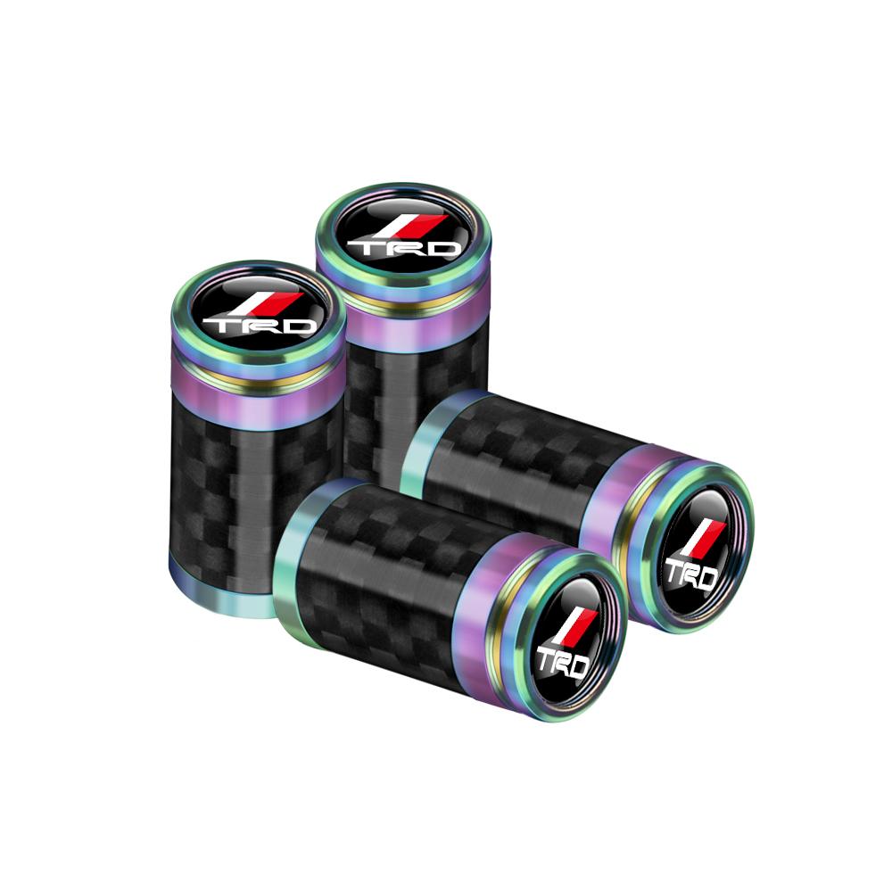 LEKR1 4Pcs Car Decoration 4D Carbon Fiber Wheel Tire Dust Cap For Toyota GR Sport Gazoo Racing Yaris 86 Corolla Hilux Supra C-HR TRD