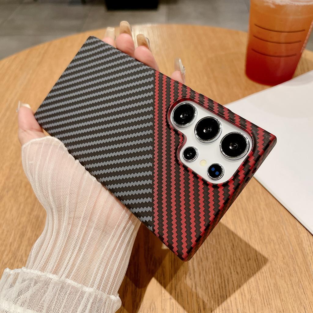 Carbon Fiber Texture Magnetic For Magsafe Case For Samsung S25 S24 S23 S22 Ultra Note 20 10 Plus Matte Ultra-Thin Hard PC Cover