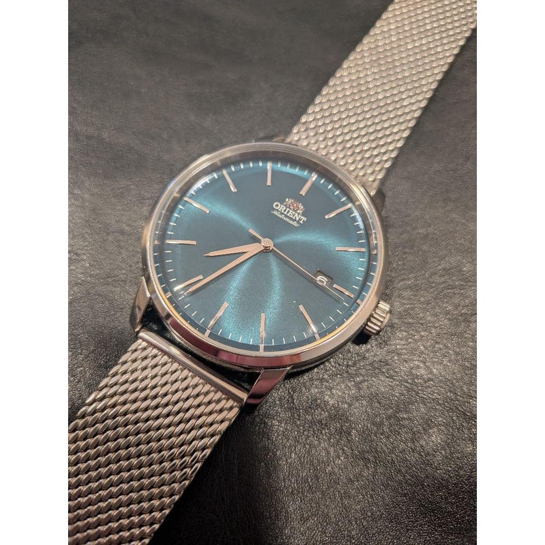 Used ORIENT Orient automatic watch green dial mesh bracelet