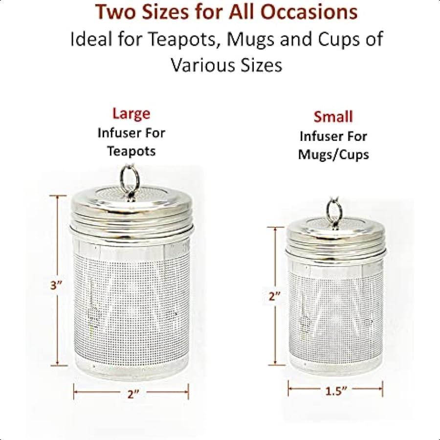 

URBAN ESCAPE Чайный заварник для листового чая, 2 упаковки, большой для чайника и маленький для кружки, 20 унций, заварник, диффузор для чая Ex United States