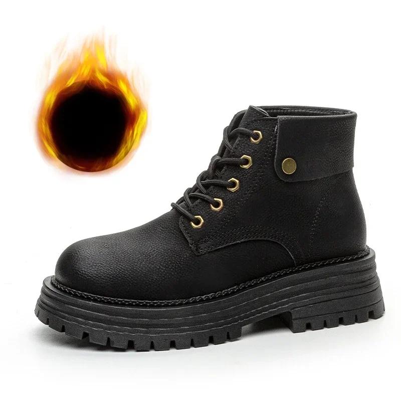 Fashion Fashion Casual Leather Platform Ankle Boots for Women Autumn Winter Soft Sole Women's Shoes Designer Motorcycle Boots Female