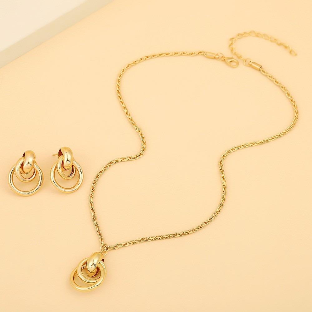 Heavy Metal Jewelry Set Temperament Geometric Ring Glossy Collar Exaggerated Irregular Bracelet Ring