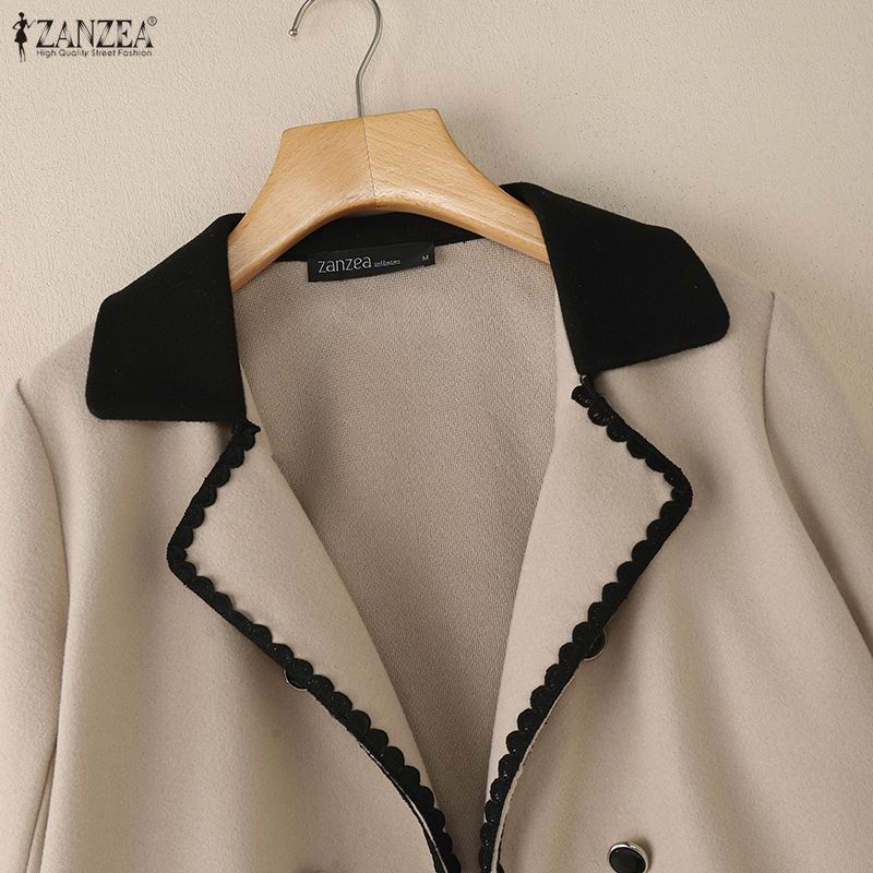 ZANZEA Women Turn Down Collar Casual Long Sleeve Thin Cardigan Outwear