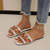 Summer Women Shoes Outdoor Open Toe Shiny Rhinestone Women's Slippers Large Size Flat female Slippers Women's Sandals