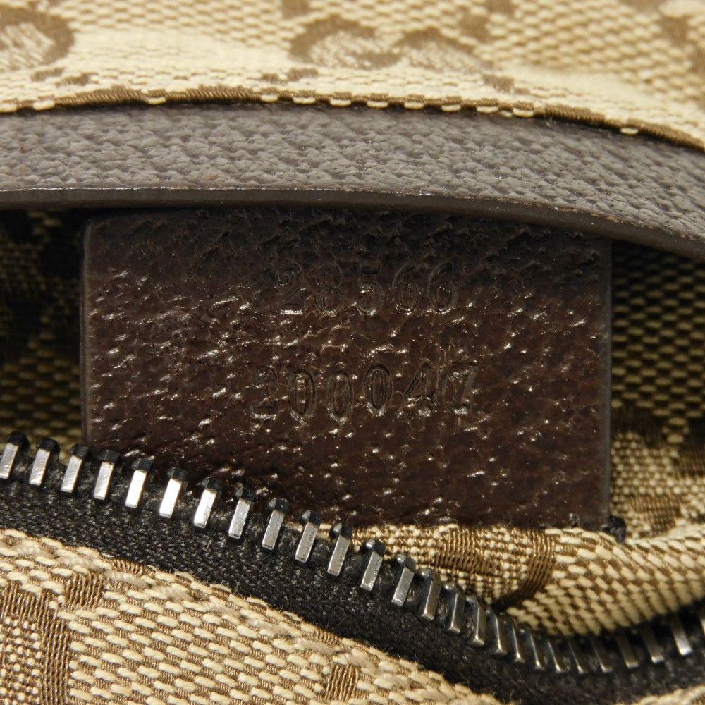 Used 9539 GG Canvas Waist Bag 28566 7929 Calfskin Brown Waist Pouch Shoulder Bag with Embossed Logo Beige Men's from