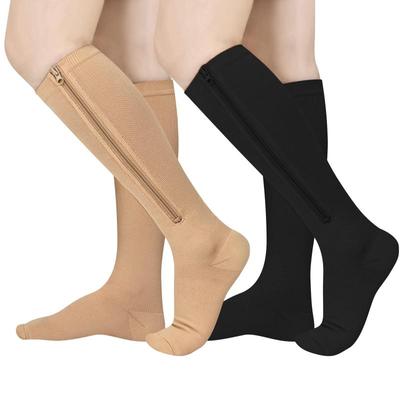 Zipper Compression Socks Women's Men's High Stretch Nylon Closed Toe Compression Socks