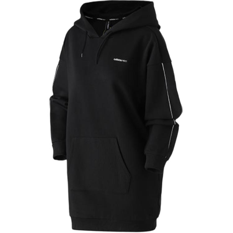 Adidas Neo Solid Color Comfortable Fashion Hooded Sports Long Sleeve Sweatshirt Women sweatshirt Black DZ9280 M