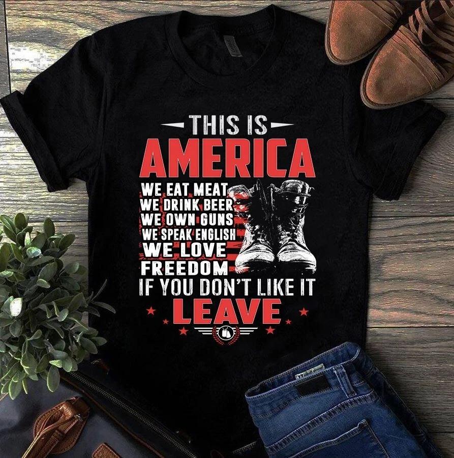 This is America We Eat Meat We Drink Beer Veteran Men s and Women s T-shirts L