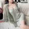 Pajamas summer French ice silk pure desire style new sexy chest pad lace premium two-piece set suspender nightgown