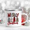 Snowman Ship Print Enamel Coffee Mugs Beer Juice Mug Handle Cocoa Cups Merry Christmas Cup Party Table Decoration New Year Gift
