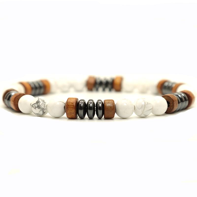 New Men Bracelet Natural Stone Handmade Wooden Braslet Beaded Rosary Braclet Hombre